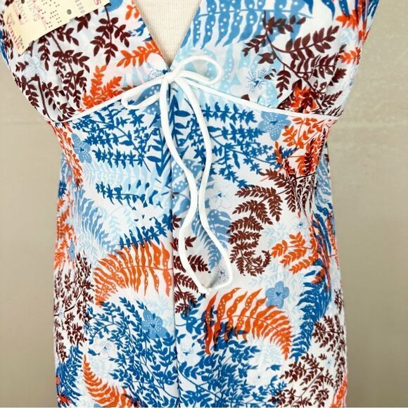 Vintage 70 Floral Orange Sleeveless Summer Casual Maxi Dress Small Venus - Picture 4 of 9